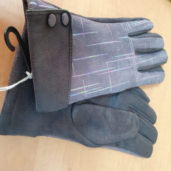 Iridescent Suede Effect Gloves - Image 4